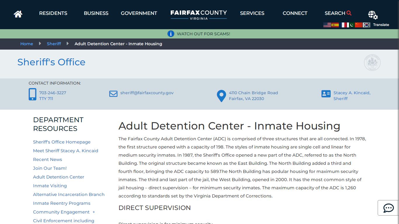 Adult Detention Center - Inmate Housing | Sheriff